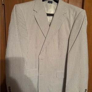 Men's Pinstripe Blazer - White and Gray